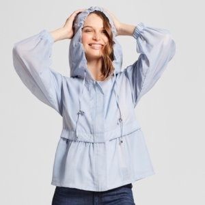 A New Day Blue Sheer Hooded Jacket M